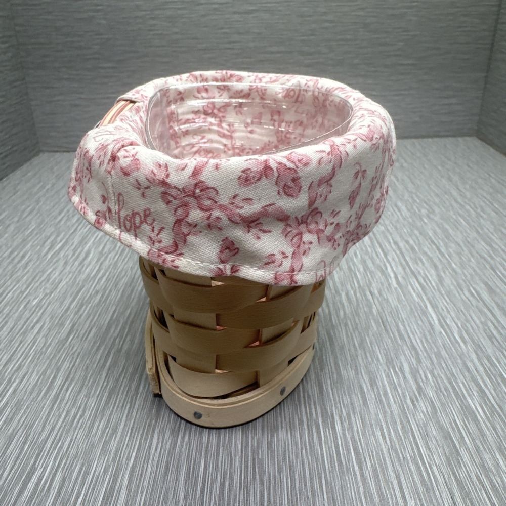 Longaberger Hope Basket Breast Cancer Awareness w/ Liner Protector Pink 2002 - Picture 4 of 10